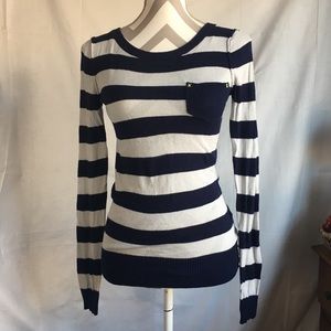 t/o Navy/Gray Striped lightweight Sweater Sz XSmall